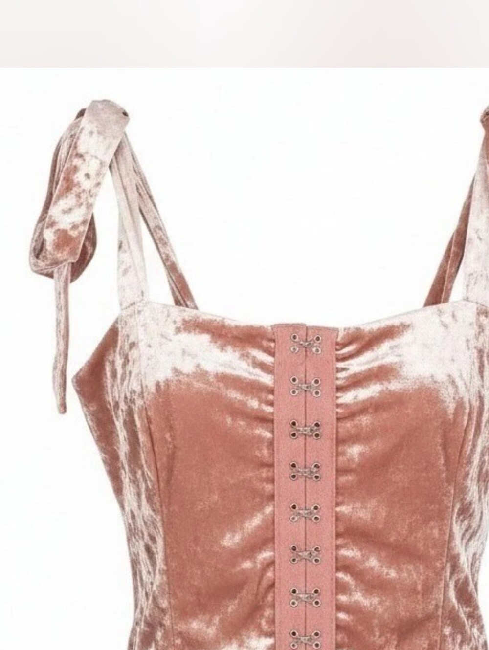 Forever 21 Medium Velvet Pink Crop Top Hook Eye Bustier Style